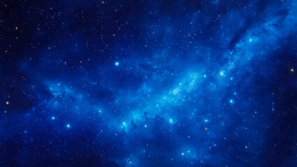 Poster - Beautiful cosmic landscape featuring vibrant blue nebula and countless stars illuminated in the night sky