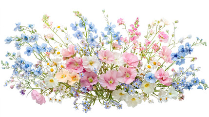 Poster - Colorful floral arrangement featuring pink, blue, and white flowers for a vibrant spring display