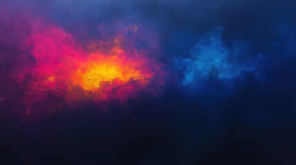 Wall Mural - Vibrant nebula with bold cyan, magenta, and yellow hues in deep space