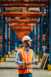 © Zamrznuti tonovi - Warehouse manager holding tablet and controlling logistics operations inside large distribution center