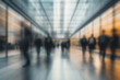 © Fazla - A Blurry Photograph Of Businesspeople Walking In An Office Building With Glass Walls And Modern Architecture Motion Blur Creating Energy And Dynamism Conveying Innovation Generative Ai