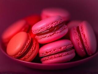 Wall Mural - colorful macaroons on wooden table