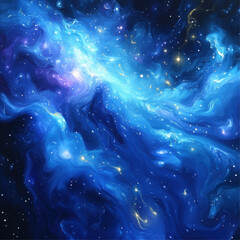 Wall Mural - majestic deep space vector art with blue cosmic nebula and stars - stunning galactic background for 