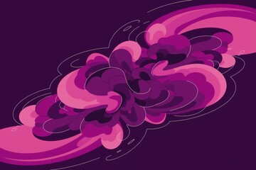 Wall Mural - abstract purple and pink cloudlike shapes on a dark background.