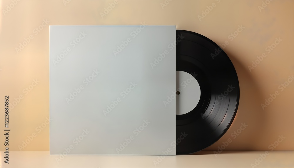 Blank vinyl record mockup with empty cover. Retro music album design ...