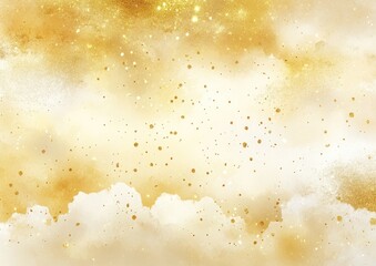 Poster - Golden glitter falling on cloudscape background