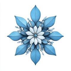 Wall Mural - an isolated snowflake depicted in 3d on a white background.