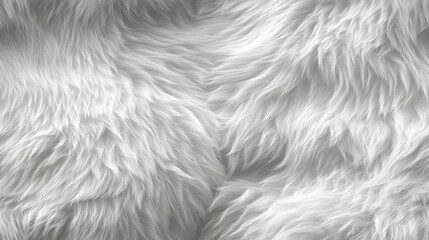 A seamless sheepskin wool texture, fluffy and dense, with natural white tones. The ultra-detailed, photorealistic design highlights the soft, luxurious quality of sheepskin, perfect for cozy, rustic, 