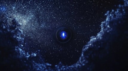 Wall Mural - a blue star with a blue orb in the center.