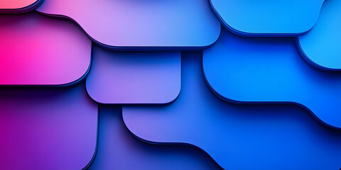 Wall Mural - rounded corner rectangles creating modern abstract background with blue and purple gradient