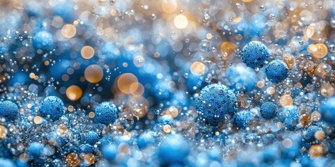 Abstract blue spheres, bokeh background, festive, design