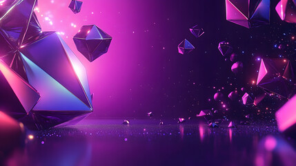 Wall Mural - a futuristic banner with 3d geometric shapes on a solid dark purple background