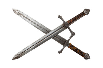 Wall Mural - Two intricately designed swords crossed elegantly on a stark white background showcasing their craftsmanship and historical significance isolated on transparent background