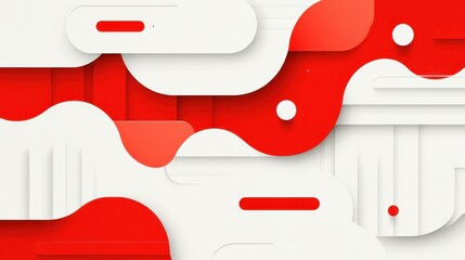 Wall Mural - modern abstract design featuring red and white geometric shapes, perfect for presentations, parties,