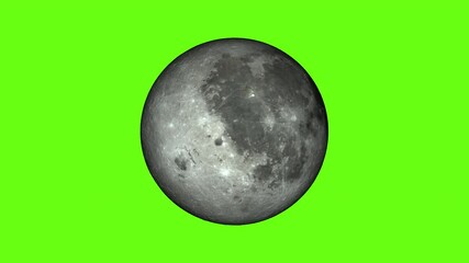 Wall Mural - rotating moon. seamless loop. embedded transparency. green screen, chromakey