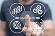 © wladimir1804 - Person working on virtual touch screen push text: DELIVERABLES. Concept of business deliverables. Project deliverable.