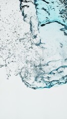 Poster - Super Slow Motion of Flying Water Splashes, Isolated on WHite Background. Filmed on High Speed Cinema Camera, 1000fps. Vertical Aspect Ratio.