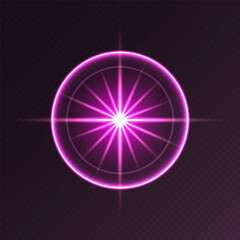 Wall Mural - pink light flare, glowing shiny sparkle, lens flare effect, bright glimmering glare. vector illustra