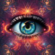 © David - the mystic eye observes the universe, mirroring the essence of the all-knowing eye, seeing times eternal dance in the cosmic loom