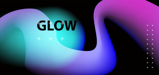 Aufkleber - Neon blurred glow similar to disco club illumination. Defocused blue pink green ultraviolet soft textured glow on dark abstract background of empty space.
