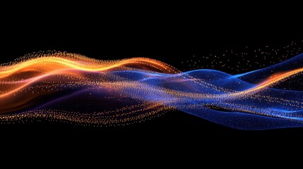 AI algorithms visualized as a flowing stream of binary codes and graphs.