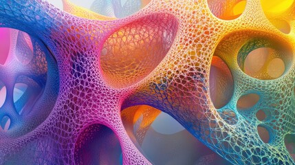 Wall Mural - Abstract Colorful Intertwined Network Structure