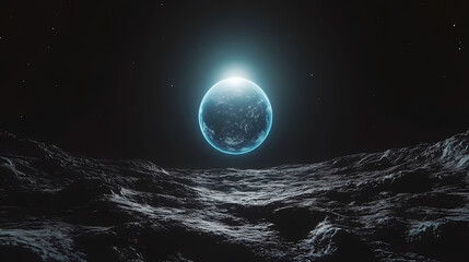 Wall Mural - earth rises lunar horizon