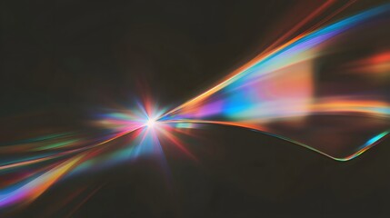 Fototapete - Mesmerizing prism light leak texture with dreamy flare and glowing bokeh effects creates a magical and atmospheric overlay on a dark background