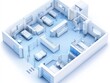 © Richafuji - Isometric 3D Model of a Modern Hospital Ward Design: Clean and Efficient Healthcare Facility Layout.