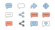 © Anomal - Icons like comment, share, save, like media button. Outline icon heart arrow direct message interface message minimalist