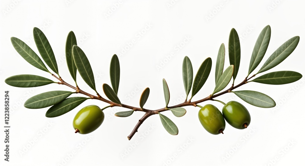 Fresh olive branch with green olives isolated on white background ...