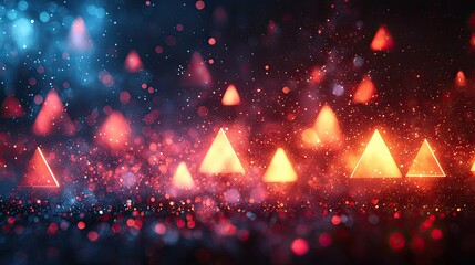 Wall Mural - Glowing Triangles and Sparkling Dust Create Festive Scene