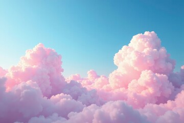 Wall Mural - Soft pink clouds suspended in the vast expanse of a bright blue sky, soft, peaceful, gentle hue