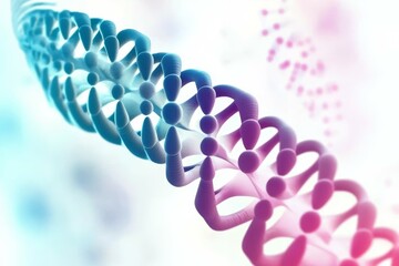 Wall Mural - DNA strand is shown in a blue, purple, and pink color scheme