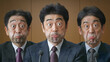 © yuruphoto - 記者会見で変な顔をする3人の日本人男性