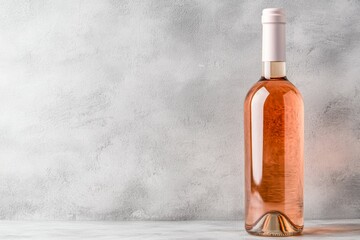 Wall Mural - Bottle of pink wine is sitting on a table