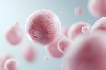 Wall Mural - Pink spheres with a fuzzy texture, some of which are overlapping