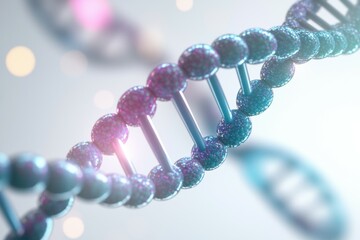 Wall Mural - Close up of a DNA strand with a blue and purple color