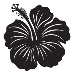 High-Quality Hibiscus Black Silhouette Illustration for Transparent Background
