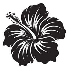 High-Quality Hibiscus Black Silhouette Illustration for Transparent Background