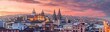 panoramic view of the cityscape at dusk with hues