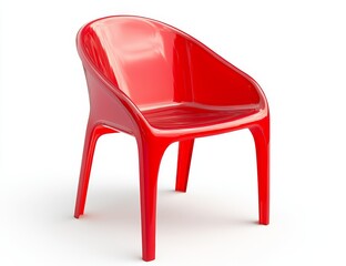 Poster - Red plastic armchair isolated on white.