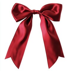 Red satin ribbon bow isolated on white. (3)