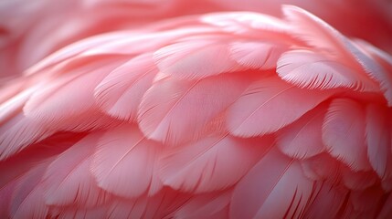 Poster - Pink flamingo feathers close-up, sunlight, nature texture