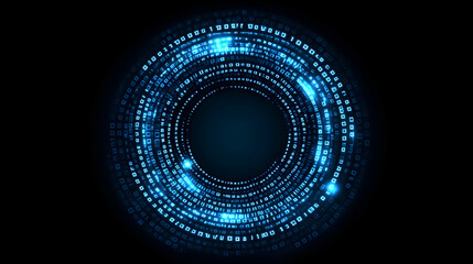 Digital data circle, glowing, dark background, tech concept