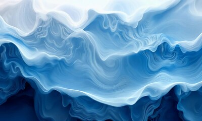 Poster - Abstract blue waves digital art background