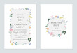© momosama - wedding invitation and save the date template set of whimsical floral wreath motif on a white background, adding a sense of romance and whimsy