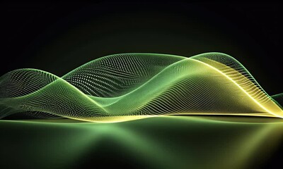 Leinwandbilder - Abstract green wave energy glow dark background