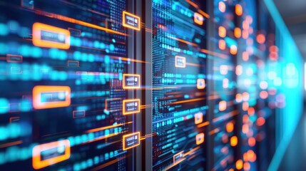 Data Stream: Digital Flow in Server Room