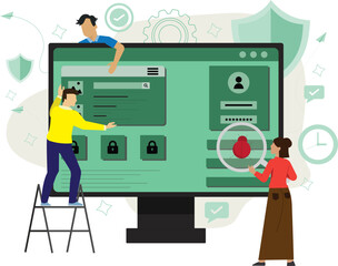 Website development software security finding bug in code illustration